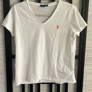 Ralph Lauren vintage white ladies cotton T-shirt  size L ￼